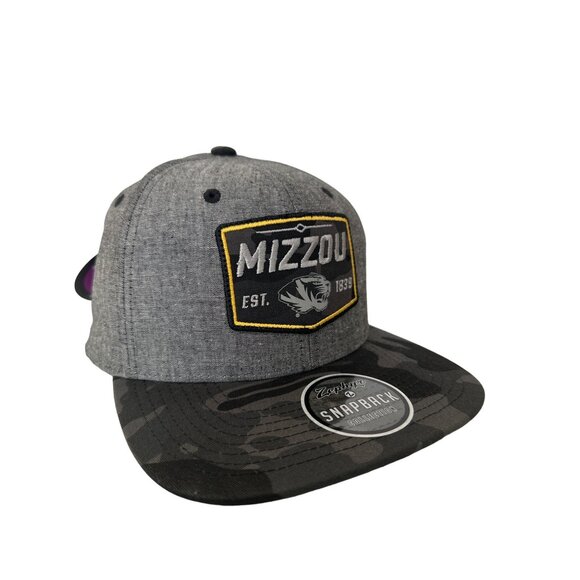 Zephyr Mizzou Tigers Snapback Baseball Cap Men OS Heather Black Outdoor Camo NEW - Picture 1 of 6